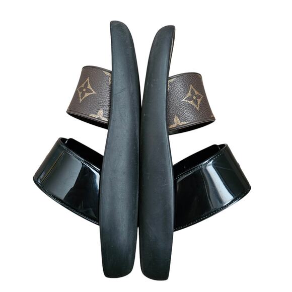 Louis Vuitton Monogram Canvas Sunbath Flat Mule Sandal Size 38 US 8 Brown Black - Picture 4 of 9